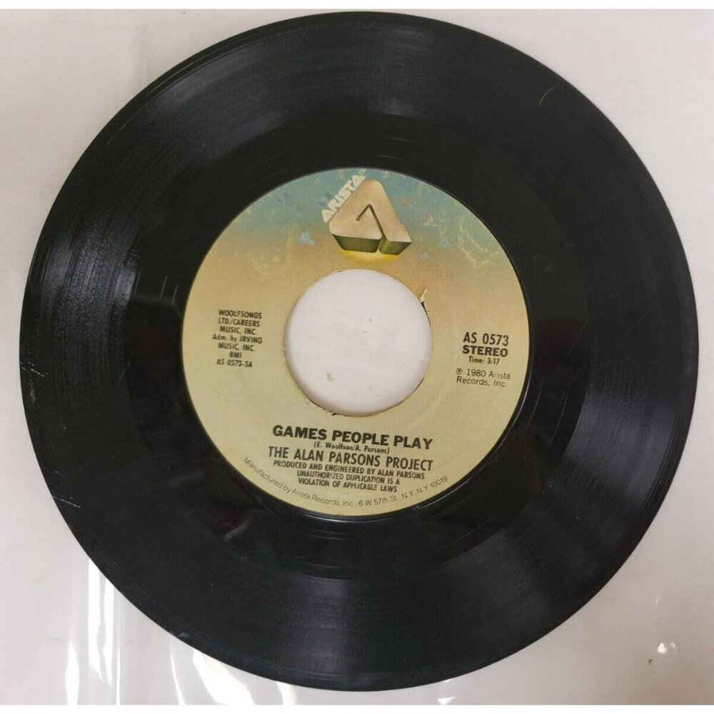 Record 45 RPM Vinyl  The Alan Parsons Project- Games People Play/ Ace of Swords